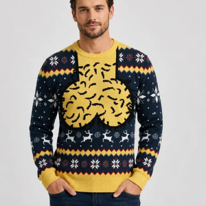 The knitted Christmas sweater with the bare chest motif