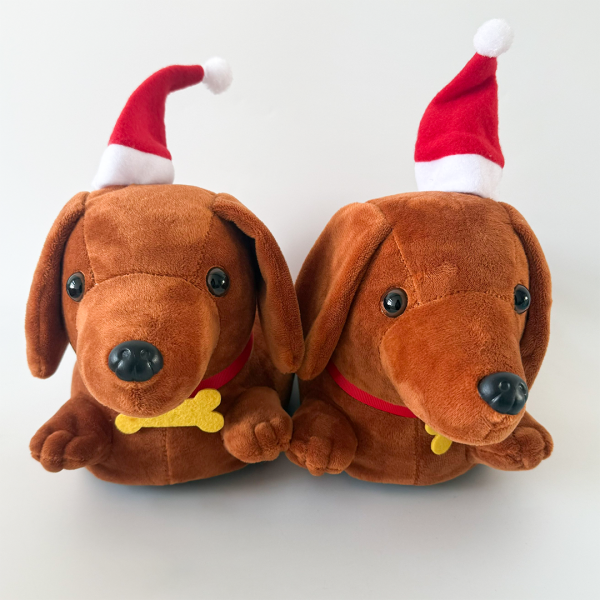 Plush dachshund slippers