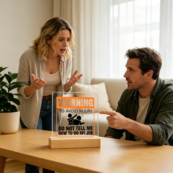 Two colleagues and the warning sign