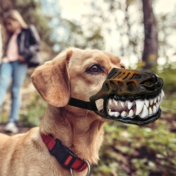 A dachshund in the werewolf muzzle