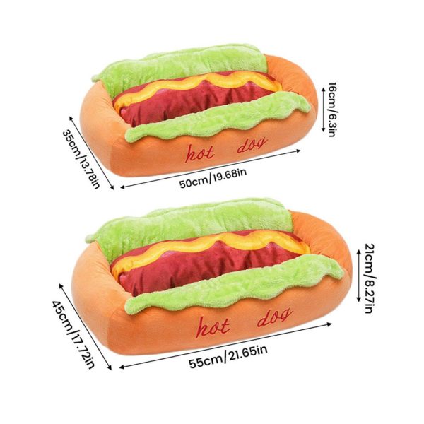 Hot dog shaped plush pet bed