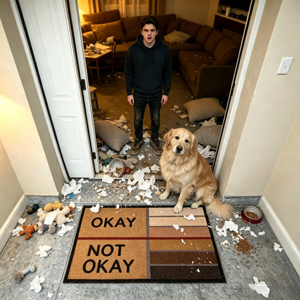 The dog and the aftermath by the OKAY doormat
