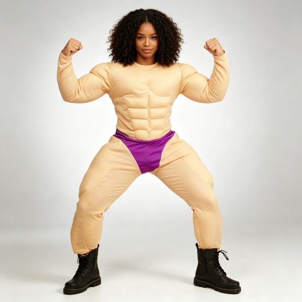 Padded fake muscle bodysuit costume