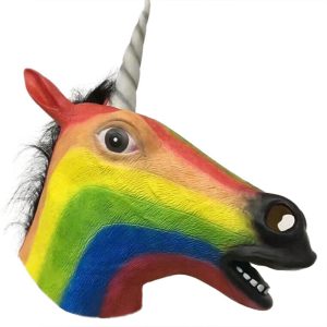 Latex rainbow unicorn mask