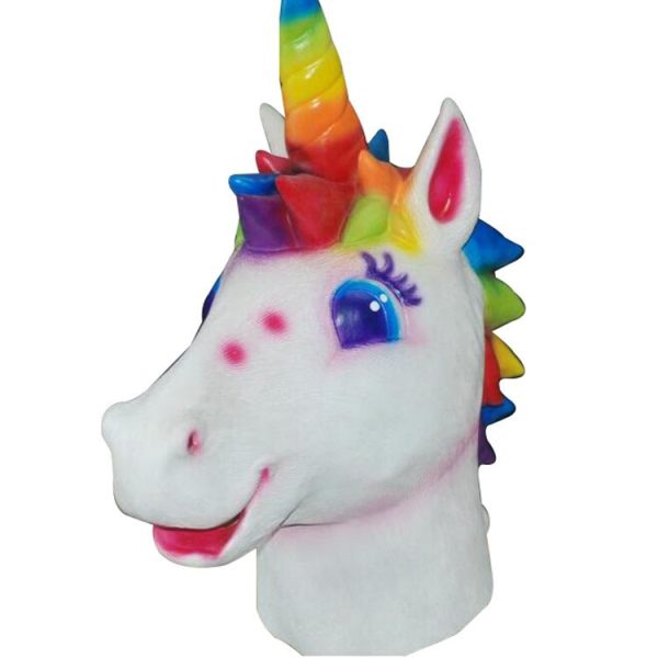 Latex rainbow unicorn mask
