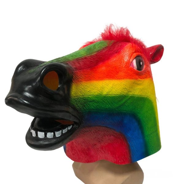 Latex rainbow unicorn mask