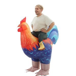 Inflatable ride-on rooster costume