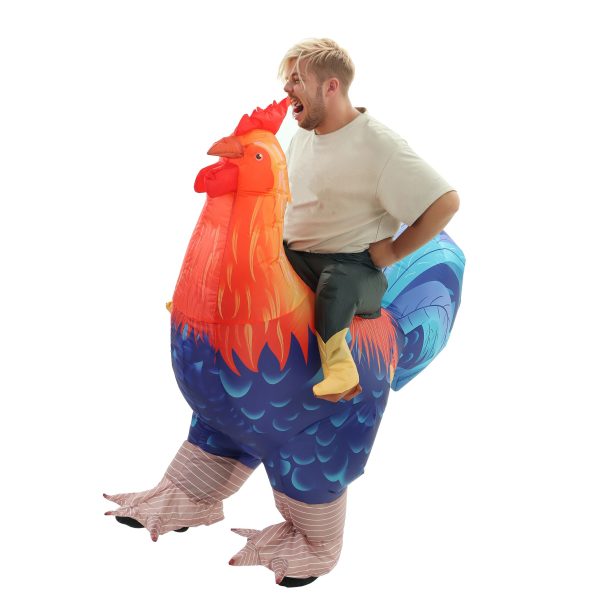 Inflatable ride-on rooster costume
