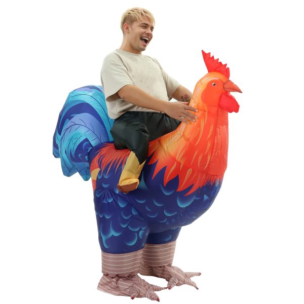 Inflatable ride-on rooster costume