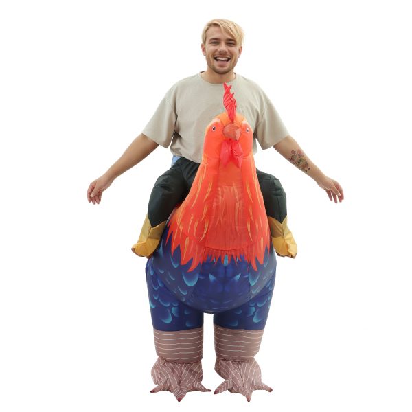 Inflatable ride-on rooster costume