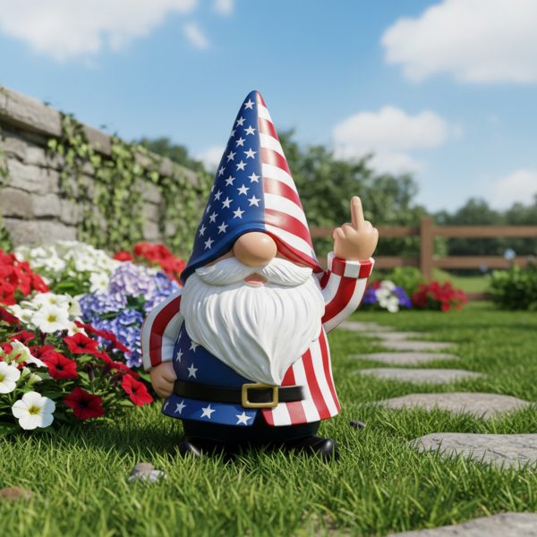 Rude middle finger garden gnome