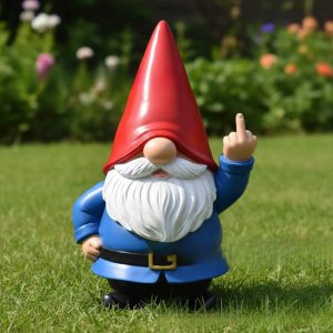 Rude middle finger garden gnome