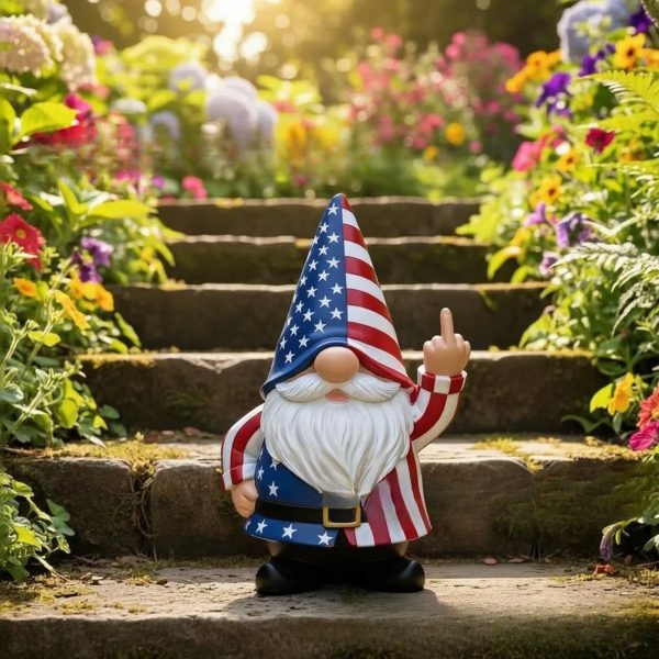 Rude middle finger garden gnome