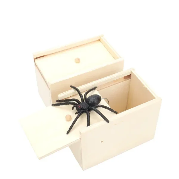 Two wooden spider scare boxes