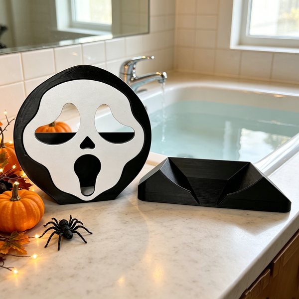 The ghost sponge holder draining by the sink
