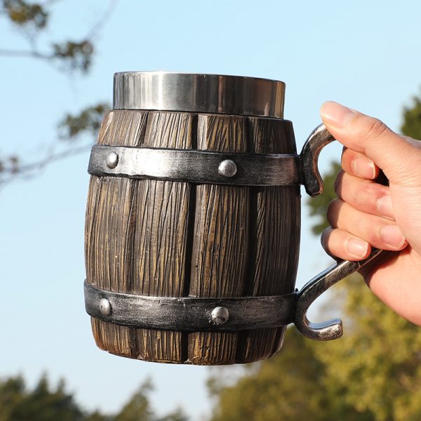 Viking barrel tankard beer mug