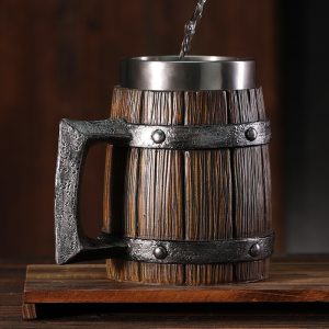 Viking barrel tankard beer mug