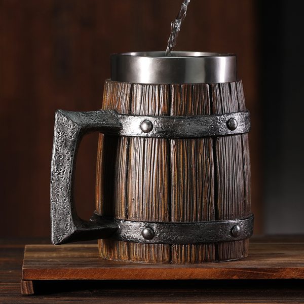 Viking barrel tankard beer mug