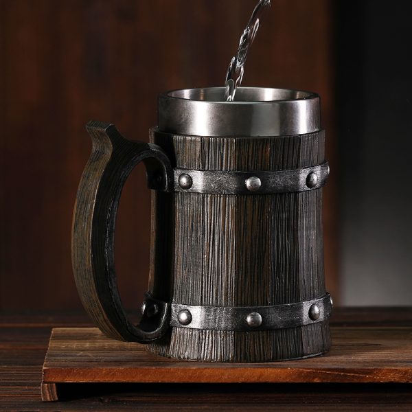 Viking barrel tankard beer mug