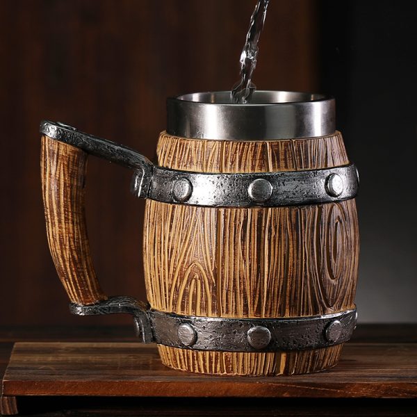 Viking barrel tankard beer mug