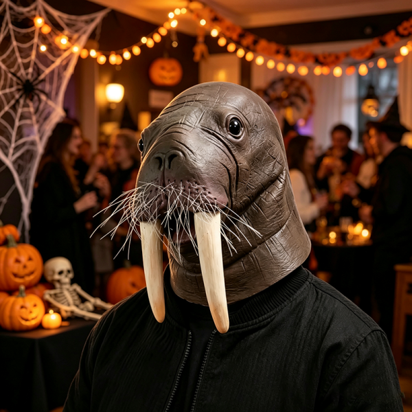 The walrus mask at a Halloween party