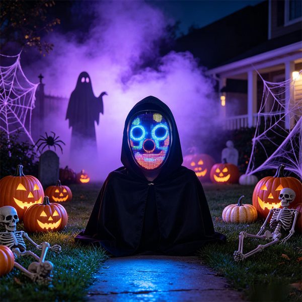 Programmable LED light up face mask