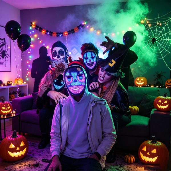 Programmable LED light up face mask