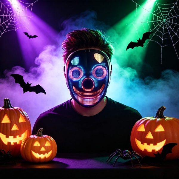Programmable LED light up face mask