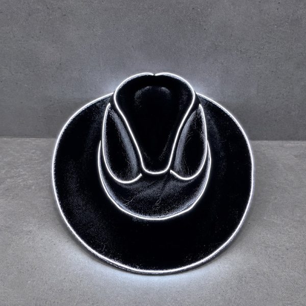 Cowboy hat with glowing fibre optic edge lighting