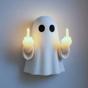 Ghost lamp with glowing middle fingers