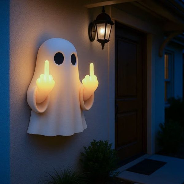 Ghost lamp with glowing middle fingers
