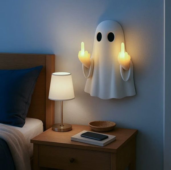 Ghost lamp with glowing middle fingers