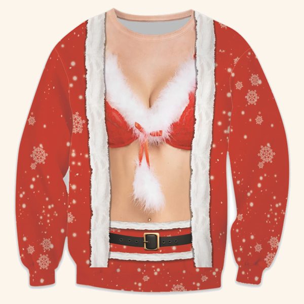 Santa coat sweater with a printed red bikini